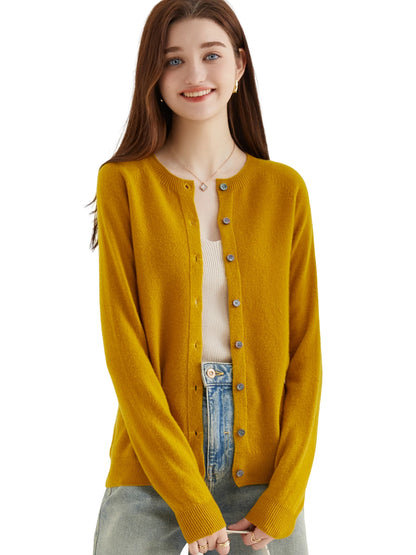 100% Merino Wool Knit Cardigan for Women – Timeless Vintage Style