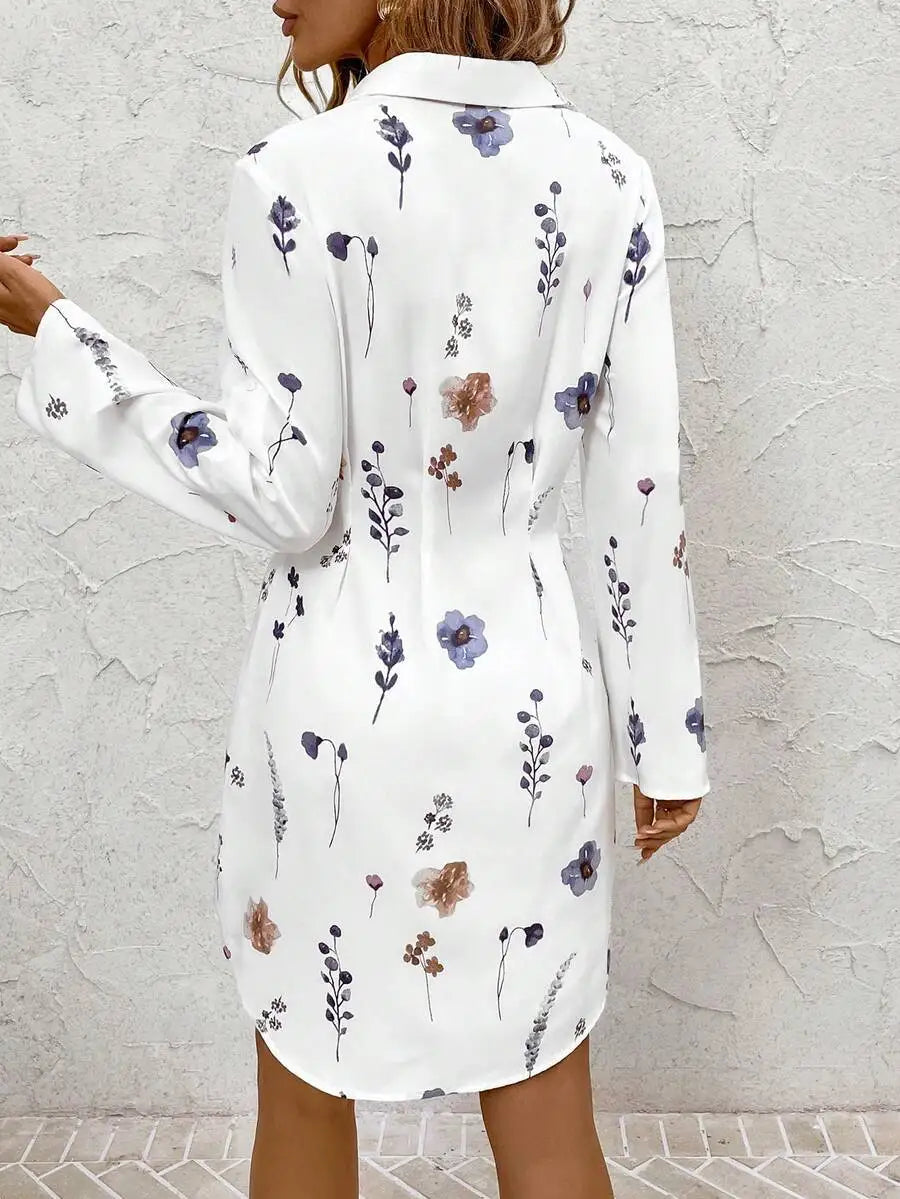 Women’s Floral Shirt Dress – Casual Mini Summer Vacation Dress