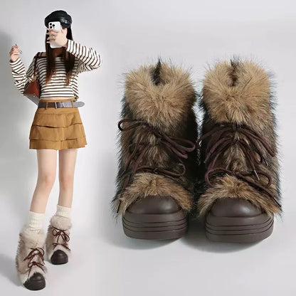 Cold Fighter Furr Plush Warmy Feeling Designer Boots For Women