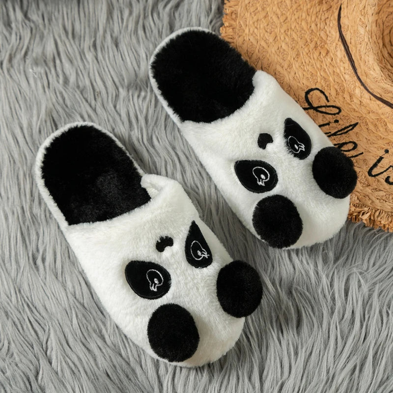 Womens Soft Cartoon Panda House Slippers