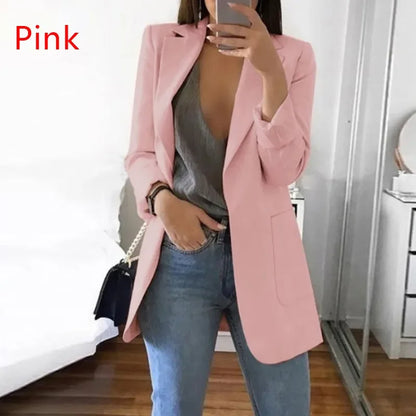 Office Temperament Suit Coat: Lapel Slim Blazer for Women