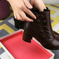 Short PU Leather Mid Heel Black Women Ankle Boots