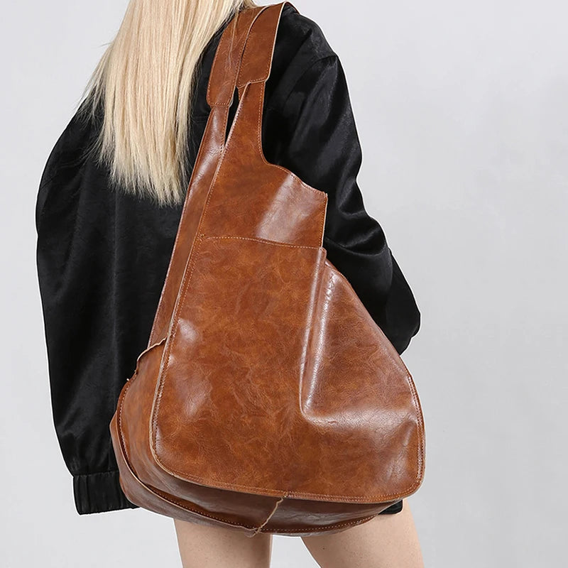 Luxury Soft Leather Shoulder Bag For Women Large Shopper Tote Messenger Bag