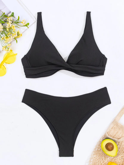2025 Solid Strapless Two Piece Bikini Swimsuit Womens Swimwear Bathing Suit Beachwear