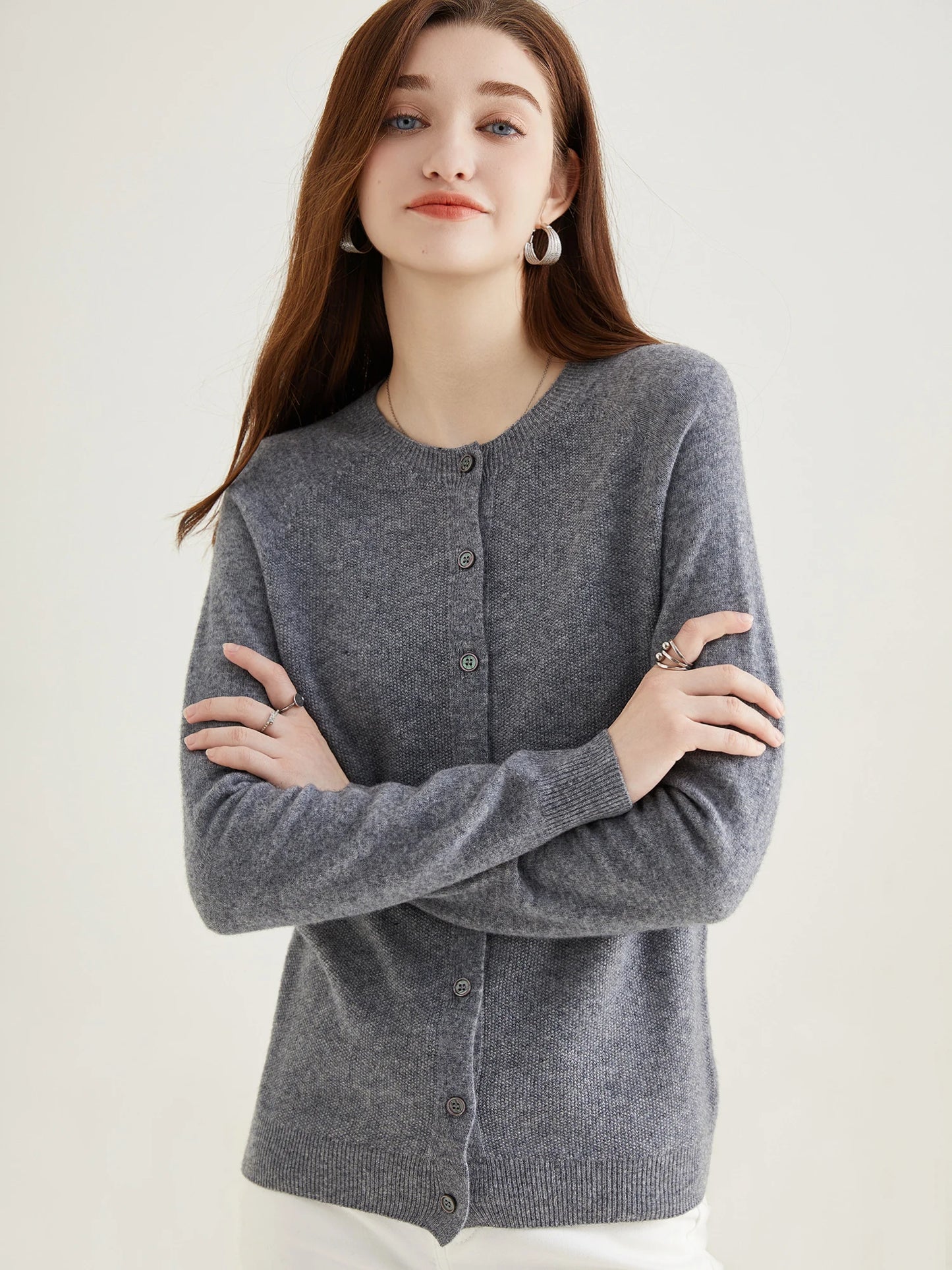 100% Merino Wool Knit Cardigan for Women – Timeless Vintage Style