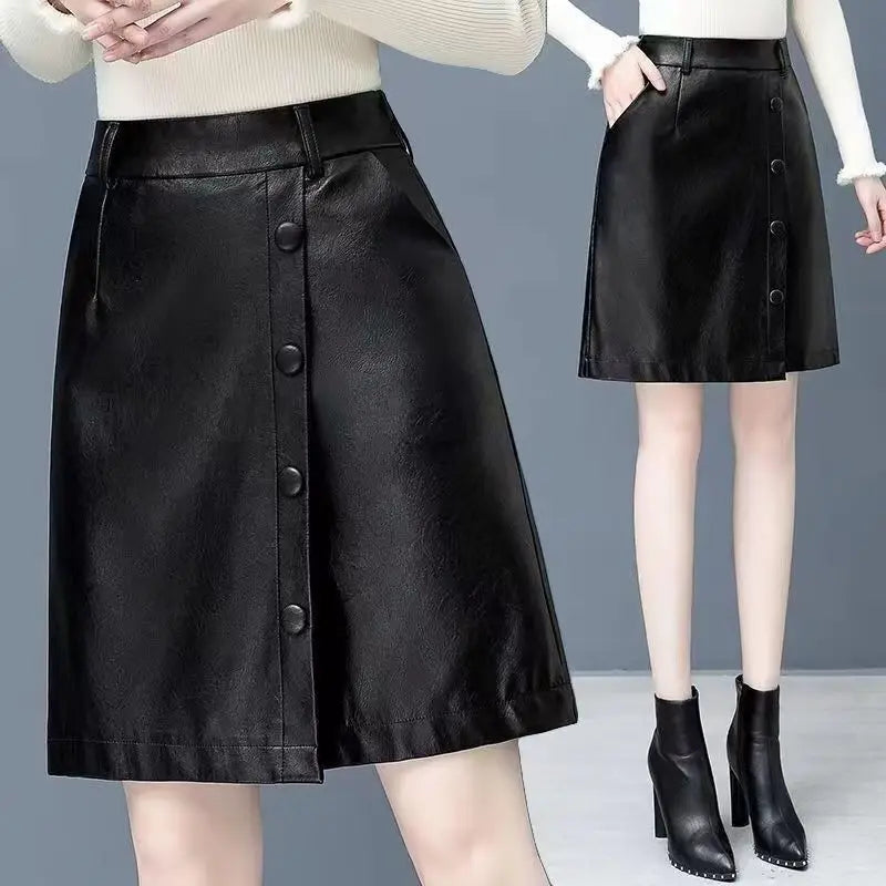 Elegant Pu Leather Office Wear Women Shorts