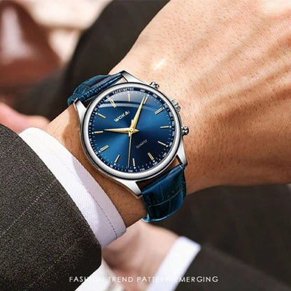 Mens Leather Strap Quartz Analog Watch