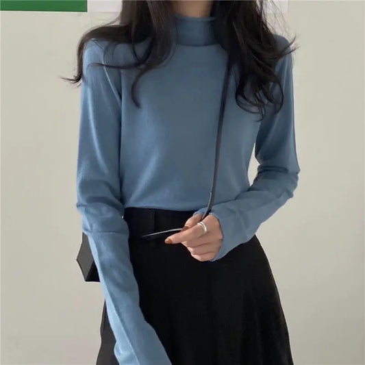 2025 Womens Turtleneck Pullover Black White Striped Sweater Elegant Knit Top For Autumn Winter Outerwear