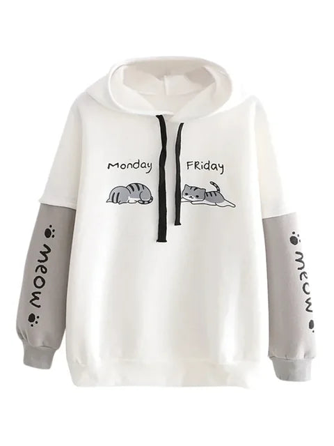 Meow Monday Friday Soft Cotton Hoodies