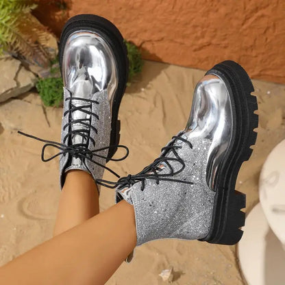 Luxury Silver Design Mid Heel Winter Women Boots