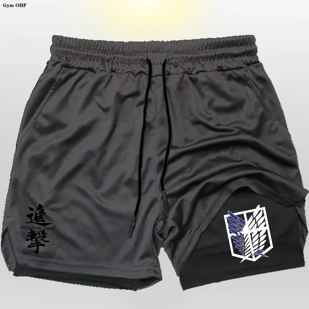 New 2 In 1 Mens Gym Short