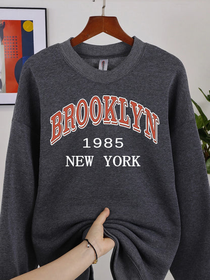 New York Printed Crew Neck Sweatshirts