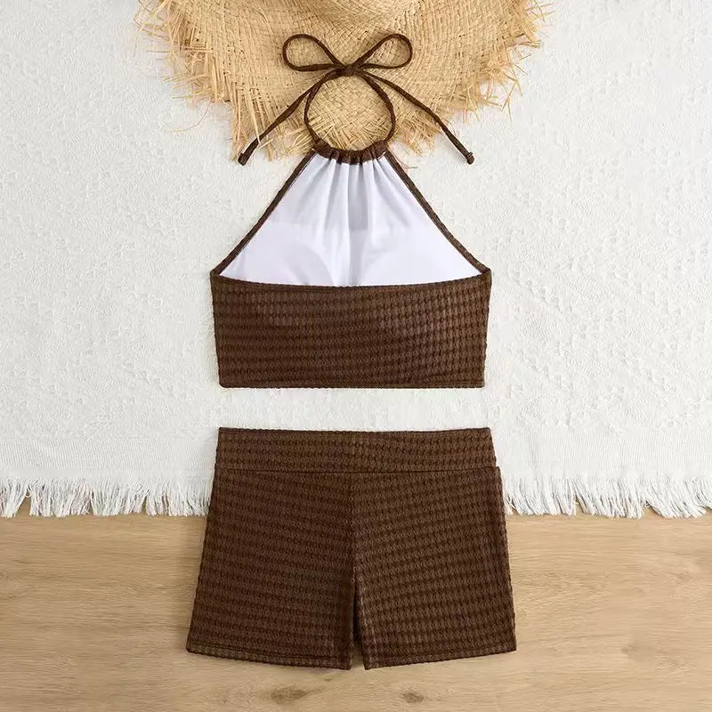 2025 One Shoulder High Waist Bikini Solid Color Padded Swimsuit For Women Trendy Summer Beachwear