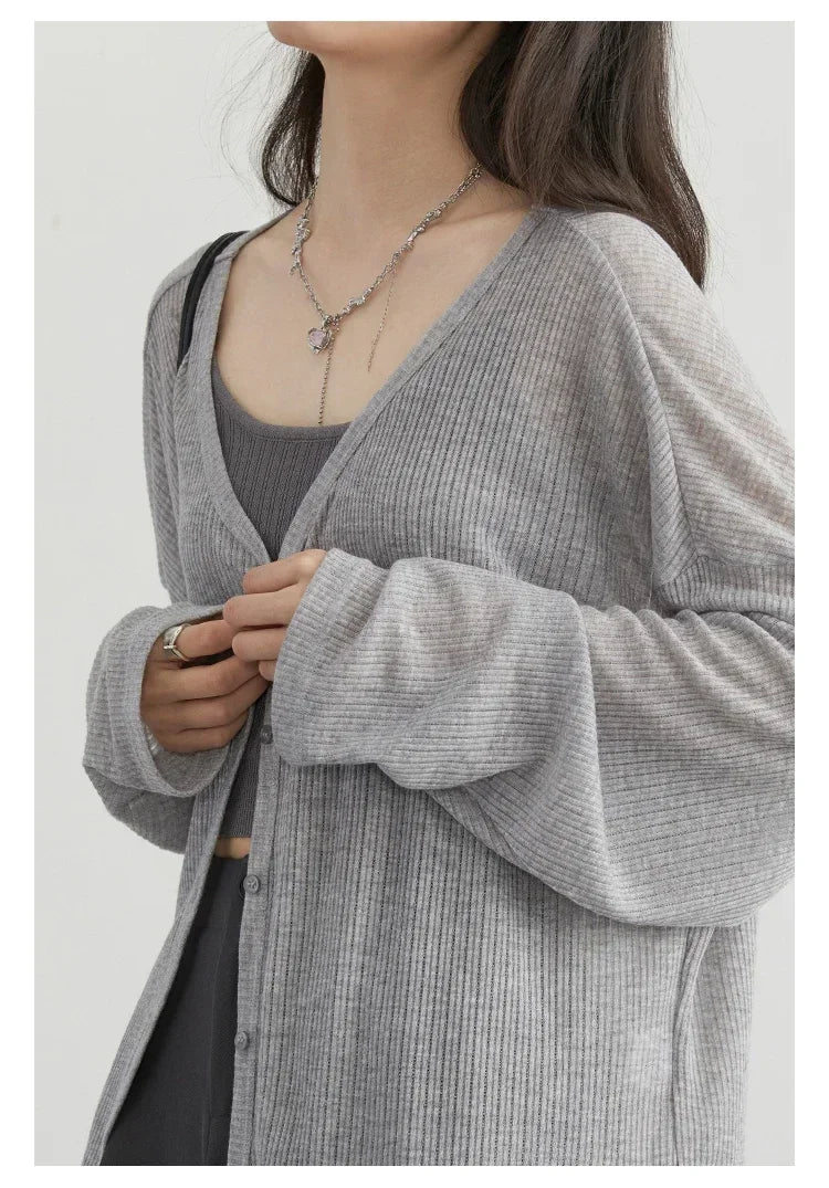 Lightweight V-Neck Knit Cardigan for Women – 2025 Spring & Summer