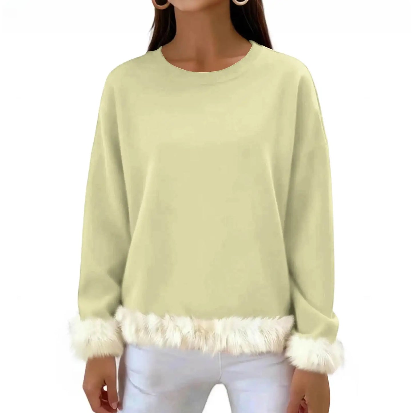 Women O Neck Casual Solid Color Sweaters