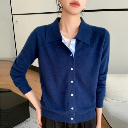 Casual Preppy Look - The Grey Collared Knit Cardigan