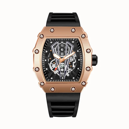 Mens Skull Dial Silicone Waterproof Analog Watches
