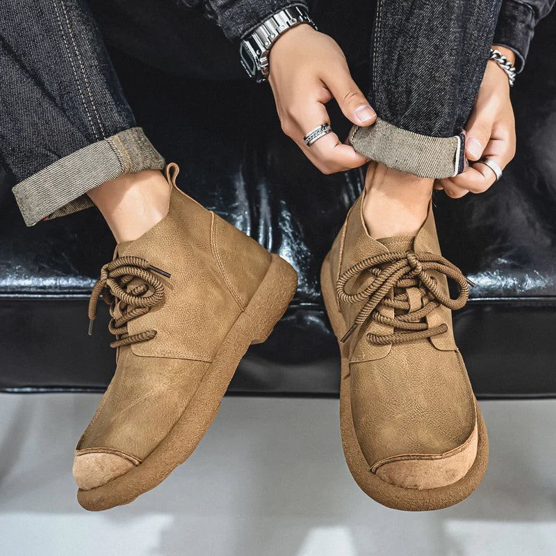 Big Size New Spring British Style Men Casual Leather Boots