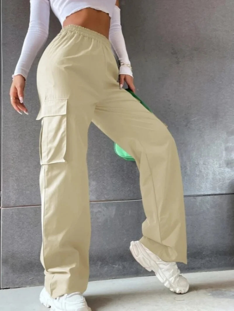 Green High Waist Cargo Pants
