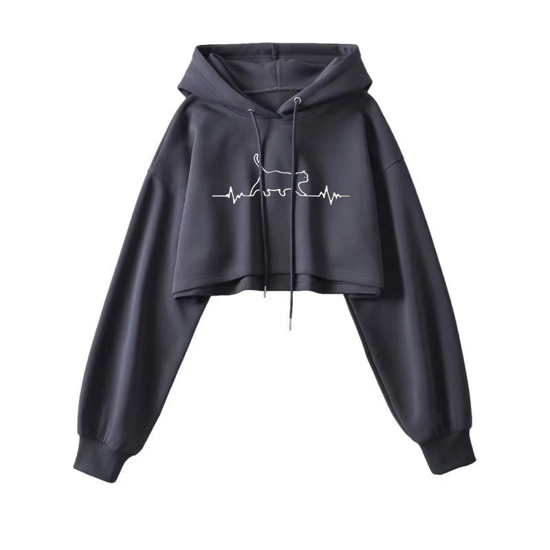 2025 Women S Short Hoodie Solid Sweatshirt Crop Top Korean Harajuku Fashion