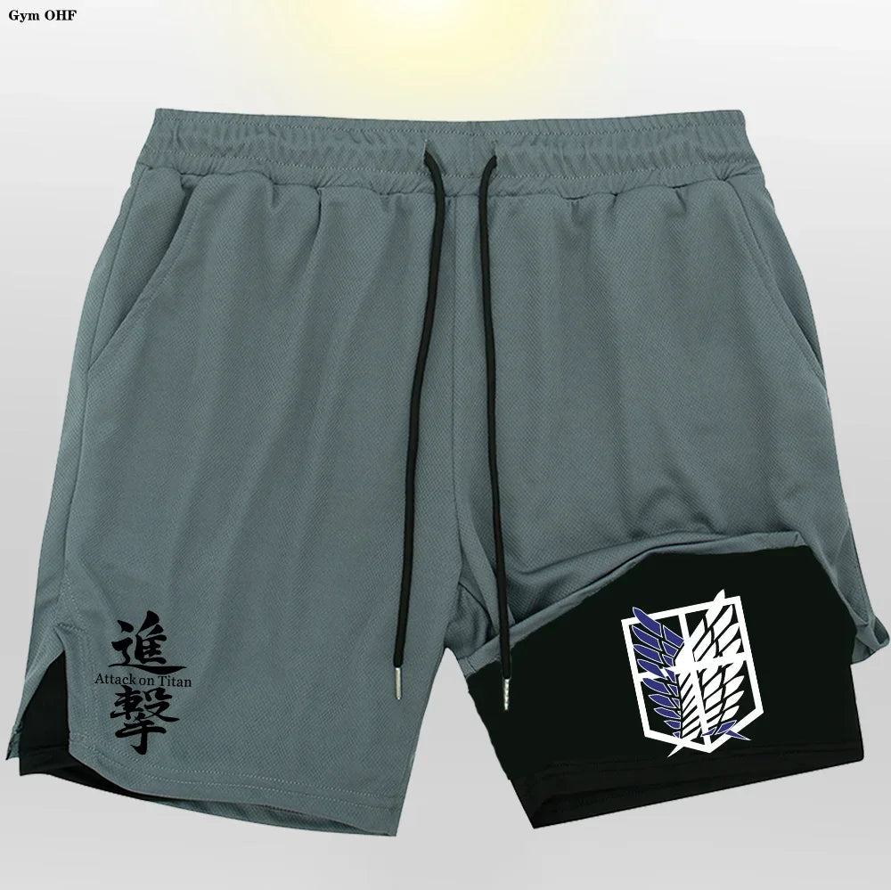 New 2 In 1 Mens Gym Short