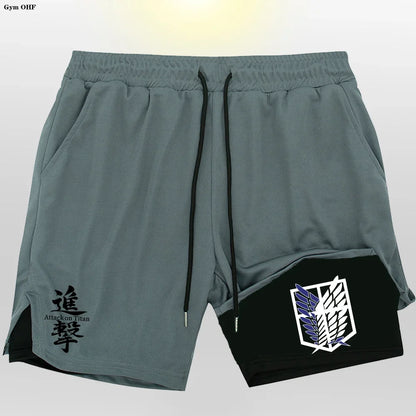 New 2 In 1 Mens Gym Short
