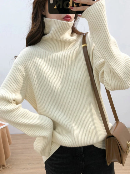 2025 Womens Half Turtleneck Sweater Solid Color Loose Long Sleeve Zipper Top Sporty Casual Autumn Sweatshirt