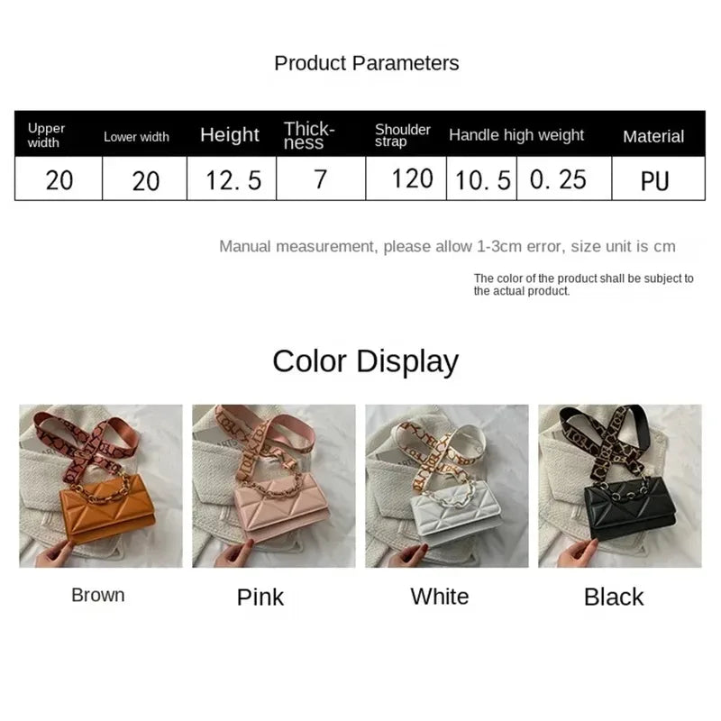 Korean Style Linen Splicing Chain Messenger Bags