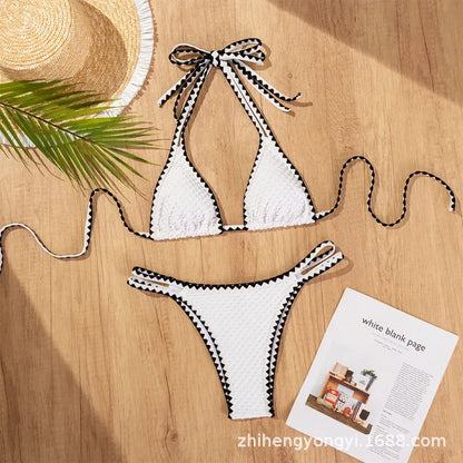 Two Pieces New White Bandage Stripe Bikini