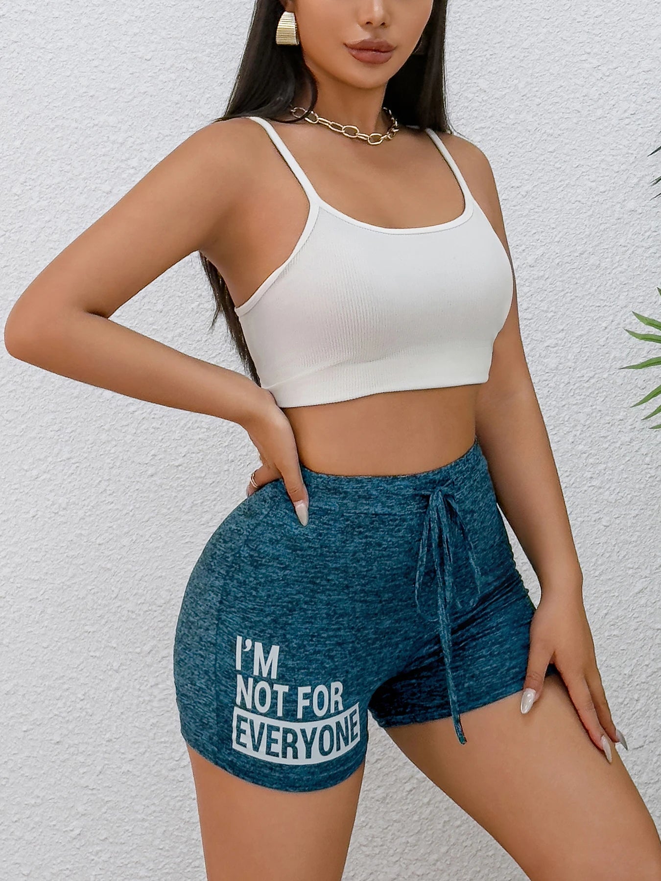 String Up High Waist Simple Casual Shorts