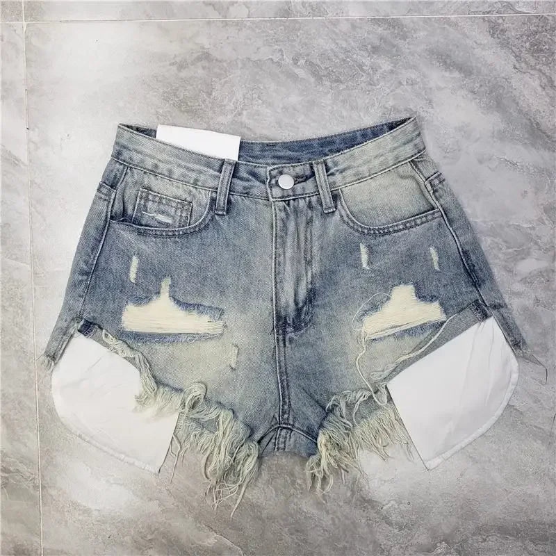 Summer Fashion Tassel Ripped Denim Shorts