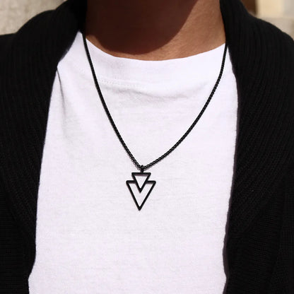 Men Simple 2.5mm Stainless Steel Triangle Pendants