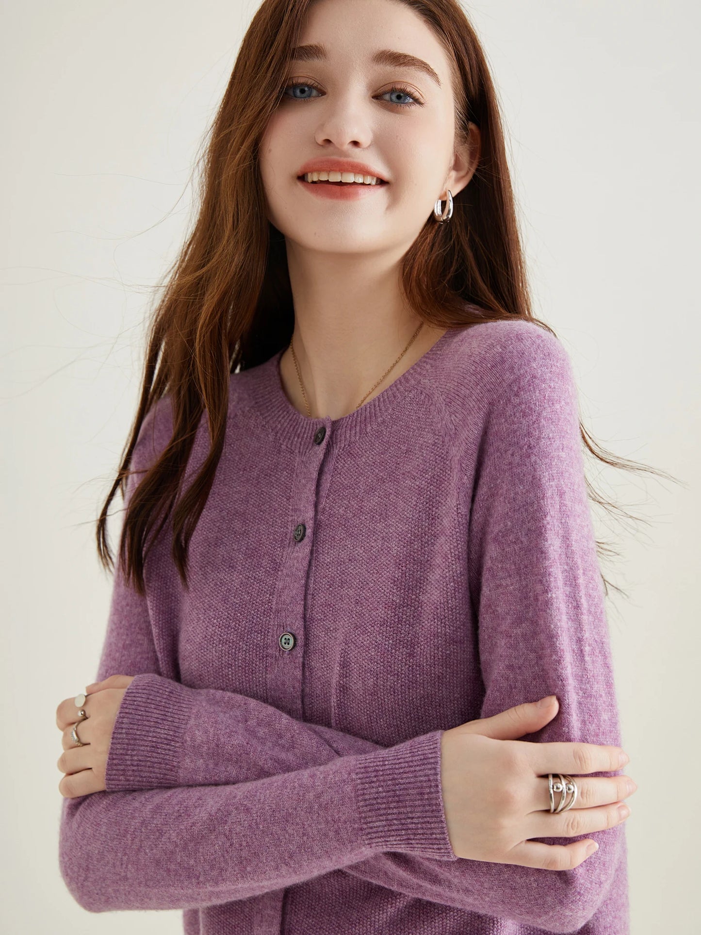 100% Merino Wool Knit Cardigan for Women – Timeless Vintage Style