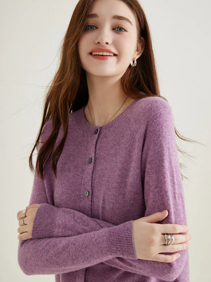 100% Merino Wool Knit Cardigan for Women – Timeless Vintage Style