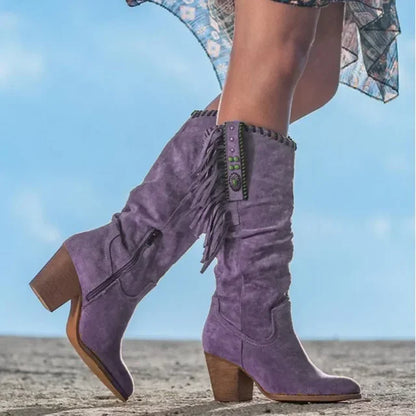 Chic Tassel Design Western Style Women Long Boots