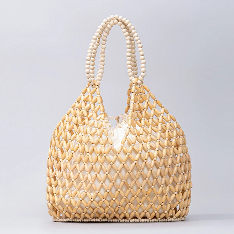 Resort Aesthetics: Chic Pearl Handle Beaded Bag