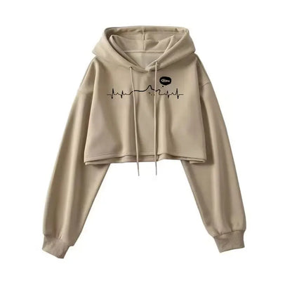 2025 Women S Short Hoodie Solid Sweatshirt Crop Top Korean Harajuku Fashion