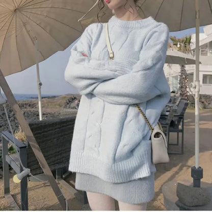 Women S Autumn Winter Solid Fashion Sweater Harajuku Casual Pullover Chic Long Sleeve Knit Top All Match