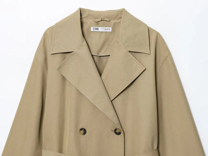 Double Breasted Windproof Women Vintage Long Trench Coats