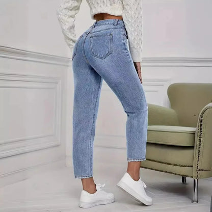 Casual Ripped Stretch Blue Jeans