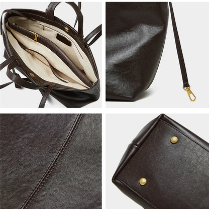 Designer Cowhide Genuine Leather Large Capacity Shoulder Bags