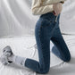 Four Buttons Down Closure Women Skinny Pencil Jeans