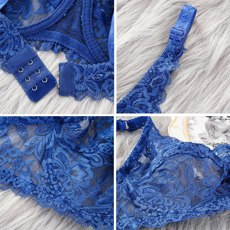 Women Plus Size Lace Embroidery Bra Underwear