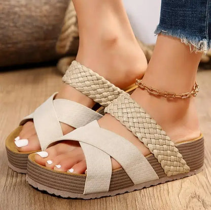 New Crossover Slip-On Thick Platform Flat Slippers