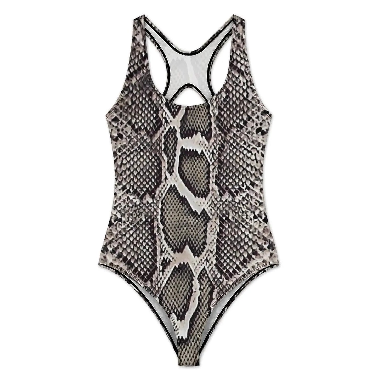 Womens Creative High Cut Snake Skin Style Sexy One Piece Bikinis