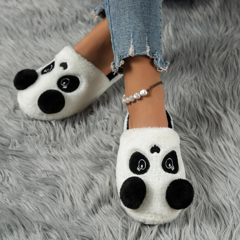 Womens Soft Cartoon Panda House Slippers