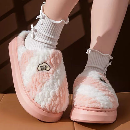 Womens Warm Plush Indoor Slippers