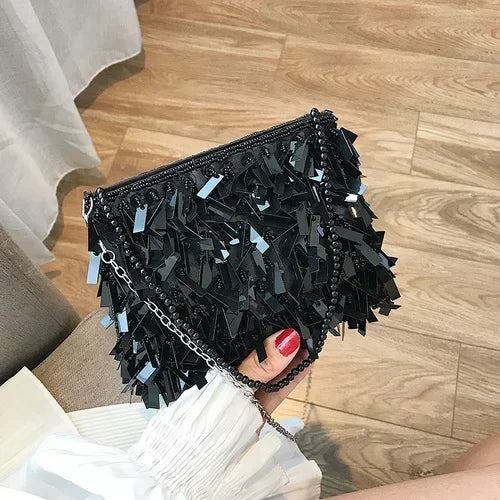 Womens Rhinestone Tassel Messenger Bags