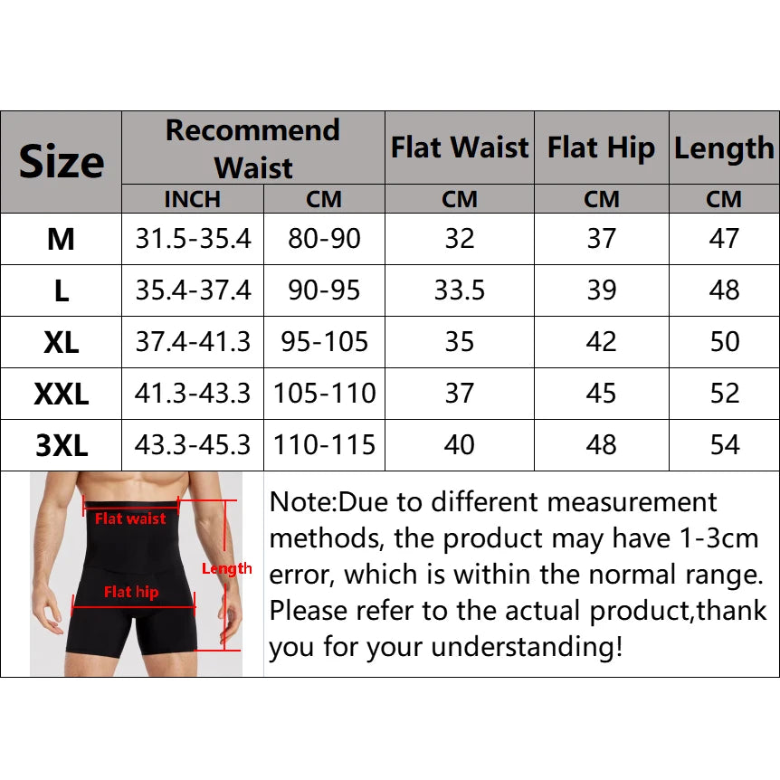 Men Body Compression High Waist Training Shorts Underwear