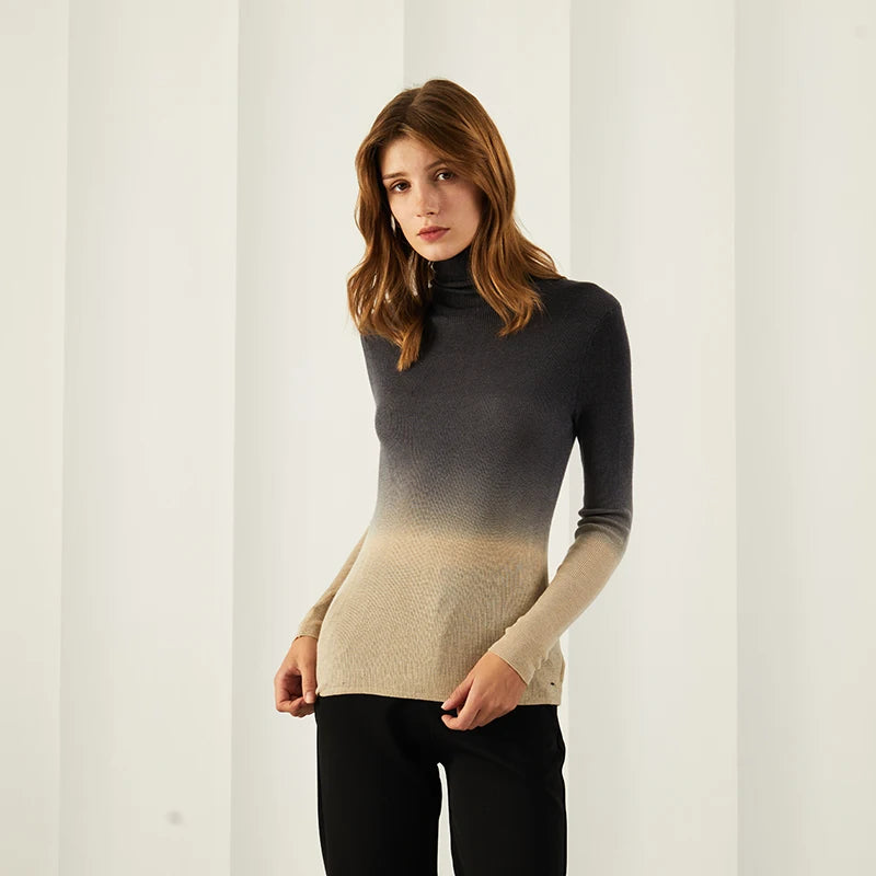 Womens Casual Turtleneck Warm Plaid Sweater